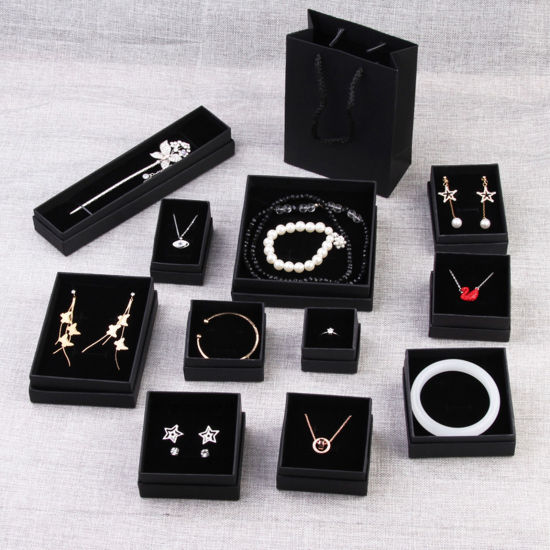 Image de 2 Pcs Boîte à bijoux en Papier Noir