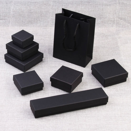 Image de 2 Pcs Boîte à bijoux en Papier Noir