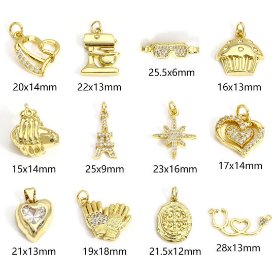 Image de 1 Pièce Breloques en Laiton Plaqué Or Véritable 18K