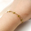 Picture of 304 Stainless Steel Handmade Link Chain Bracelets 18K Gold Plated Daisy Flower With Lobster Claw Clasp And Extender Chain 16cm(6 2/8") long