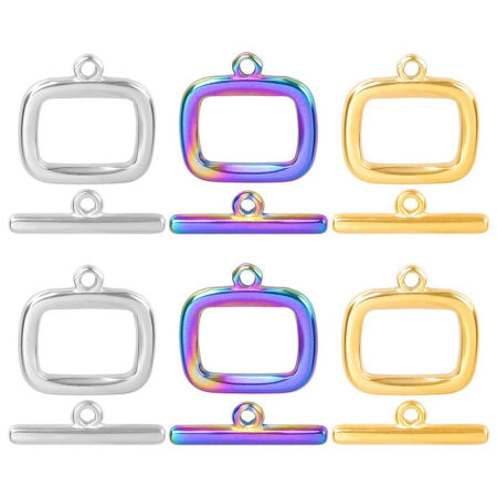 2 PCs Vacuum Plating 304 Stainless Steel Toggle Clasps