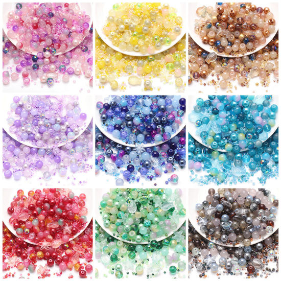 Image de 1 Kit Kit de Perles Assorties avec Perles de Rocailles pour la Fabrication de Bijoux DIY Bijoux d'Océan en Verre Poisson Etoile de Mer Multicolore