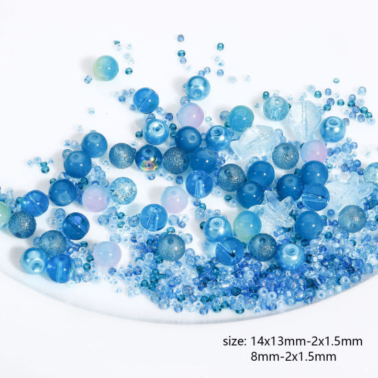 Image de 1 Kit Kit de Perles Assorties avec Perles de Rocailles pour la Fabrication de Bijoux DIY Bijoux d'Océan en Verre Poisson Etoile de Mer Multicolore