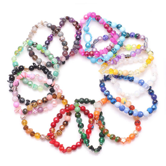 Image de 1 Kit Kit de Perles Assorties avec Perles de Rocailles pour la Fabrication de Bijoux DIY Bijoux d'Océan en Verre Poisson Etoile de Mer Multicolore