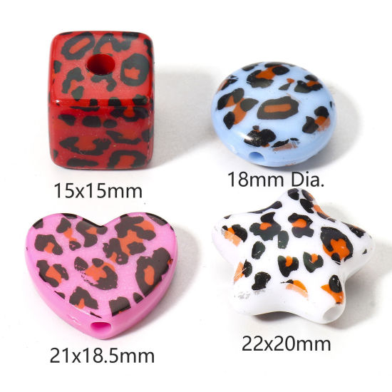 Image de 10 Pcs Perles pour DIY Fabrication de Bijoux en Acrylique Couleur Mélangée Au Hasard Géométrique Léopard