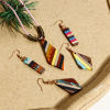 Picture of Natural Wood Effect Resin Charms Multicolor Geometric Stripe