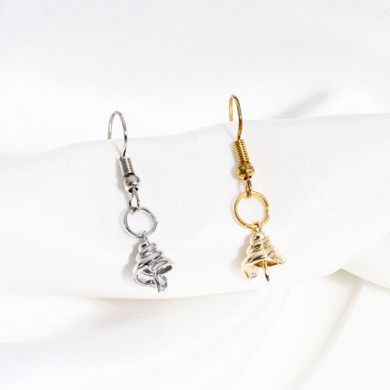 Image de 5 Pcs Bélière pour Perle en Laiton Plaqué Or Véritable Escargot de Mer 11mm x 11mm, Épaisseur d'Aiguille: 0.8mm