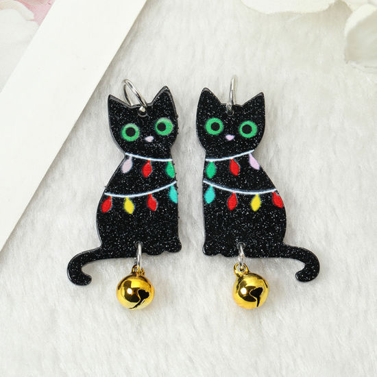 10 PCs Acrylic Christmas Pendants Christmas Tree Cat Multicolor の画像