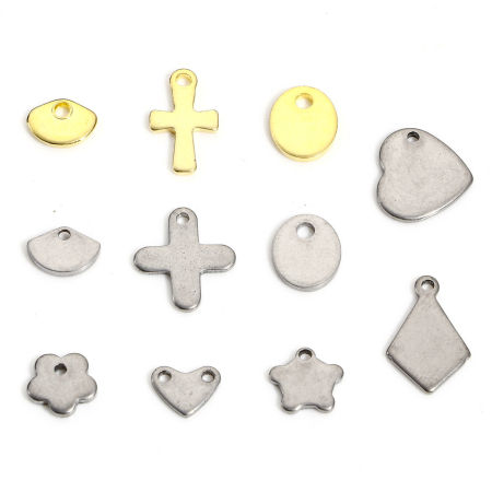 10 Pz 304 Acciaio Inossidabile Charms Tono Argento