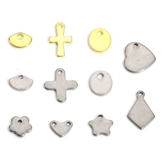 Bild von 10 Stück 304 Edelstahl Charms Silberfarbe