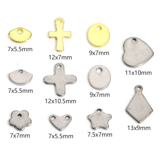 Bild von 10 Stück 304 Edelstahl Charms Silberfarbe