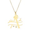 Picture of 304 Stainless Steel Link Cable Chain Necklace Gold Plated Christmas Hats Christmas Reindeer 40cm(15 6/8") long