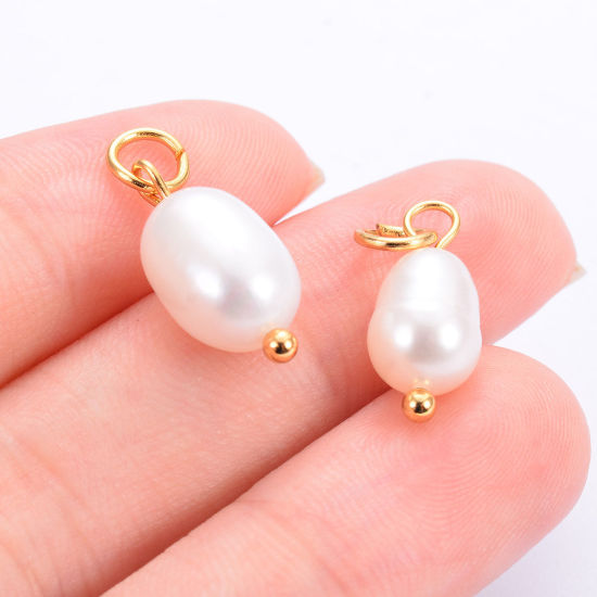 Picture of Eco-friendly 304 Stainless Steel & Natural Pearl Charms Multicolor Baroque