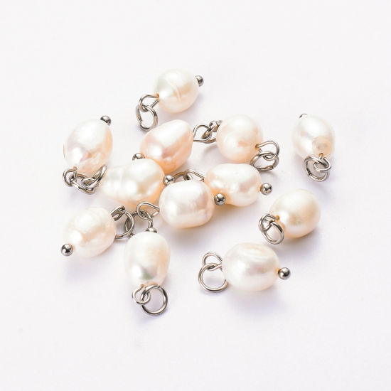 Picture of Eco-friendly 304 Stainless Steel & Natural Pearl Charms Multicolor Baroque