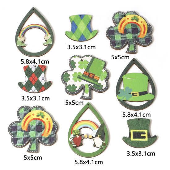 Image de 10 Pcs Pendentifs Fête de la St Patrick en Bois Naturel Vert