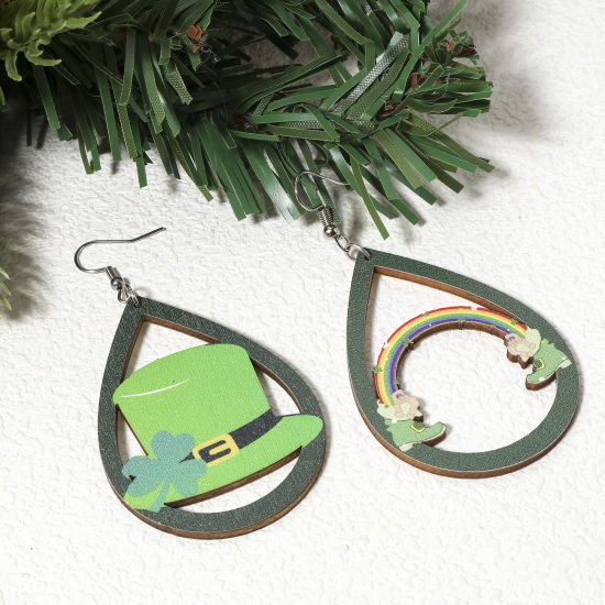 Image de 10 Pcs Pendentifs Fête de la St Patrick en Bois Naturel Vert