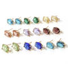 Picture of Brass & Glass Ear Post Stud Earrings Gold Plated Oval Multicolor Rhinestone With Loop