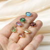 Picture of Brass & Glass Ear Post Stud Earrings Gold Plated Oval Multicolor Rhinestone With Loop