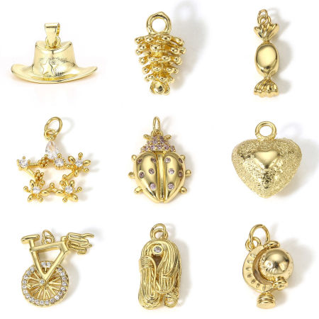 Brass Charms 18K Real Gold Plated 3D