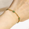 Picture of 304 Stainless Steel Religious Handmade Link Chain Bracelets Gold Plated Cross Daisy Flower Double-sided Enamel 17.5cm(6 7/8") long