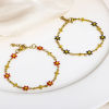 Picture of 304 Stainless Steel Religious Handmade Link Chain Bracelets Gold Plated Cross Daisy Flower Double-sided Enamel 17.5cm(6 7/8") long