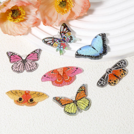 Image de 10 Pcs Pendentifs en Acrylique Gothique Papillon de nuit Papillons Multicolore Paillette