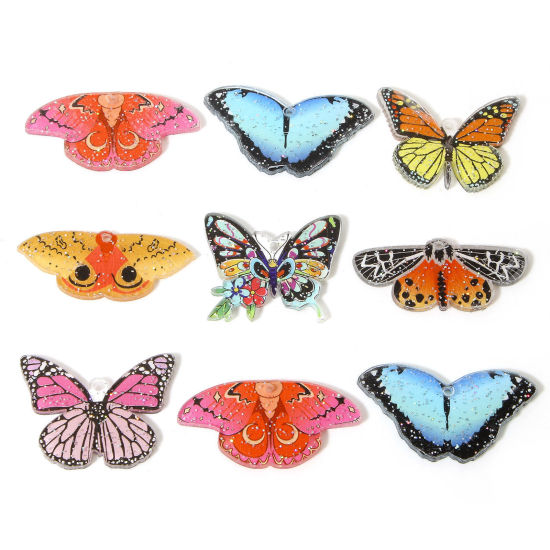 Image de 10 Pcs Pendentifs en Acrylique Gothique Papillon de nuit Papillons Multicolore Paillette