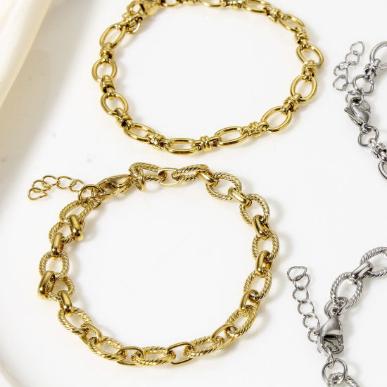 Image de Bracelets En Gros en 304 Acier Inoxydable, Chaîne Forme "8" Placage sous Vide, Unisexe Élégant Minimaliste Cadeau Fournitures de Bijoux 1 Pièce