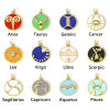 Picture of Brass Charms 18K Real Gold Plated Multicolor Round Disc Constellation Enamel Clear Cubic Zirconia 22mm x 16mm