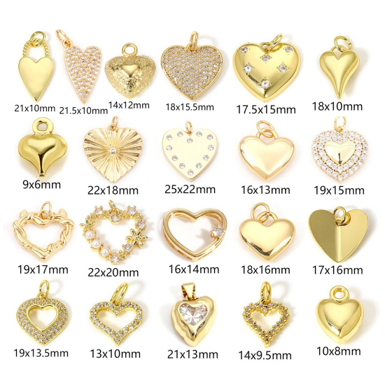 Picture of Brass Valentine's Day Charms 18K Real Gold Plated Heart