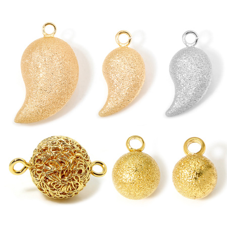 1 Pz Ottone Charms Palla 18K Vero Oro Placcato Polvere di Stelle