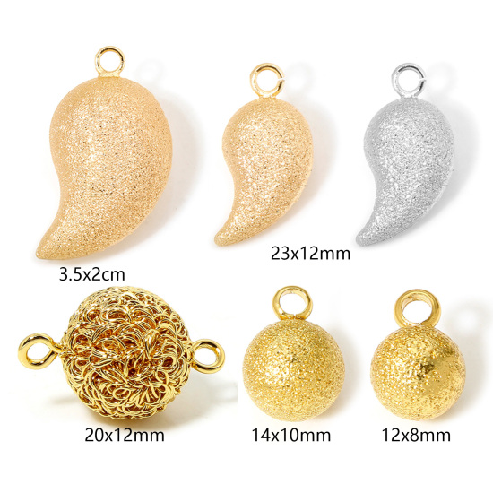 Picture of Brass Charms 18K Real Gold Plated Ball Sparkledust