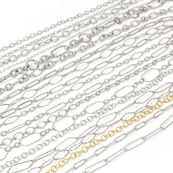 Imagen de 1 M Enchapado al Vacío Ecológico 304 Acero Inoxidable Cadenas Para Accesorios Hechos a Mano para Hacer Joyas Platino Plateado