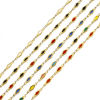 Picture of 1 M Vacuum Plating 304 Stainless Steel Double-sided Enamel Handmade Link Chain For Handmade DIY Jewelry Making Findings Rhombus 18K Gold Plated 4mm
