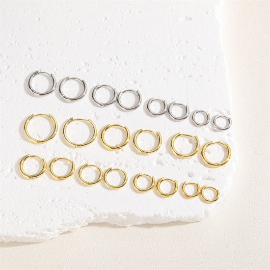 Image de 1 Paire Placage Sous Vide Écologique Exquis Boucles d'Oreilles Créole Anneaux Simple en Cuivre Annulaire Plaqué Or Véritable Diplômé Pour Femmes