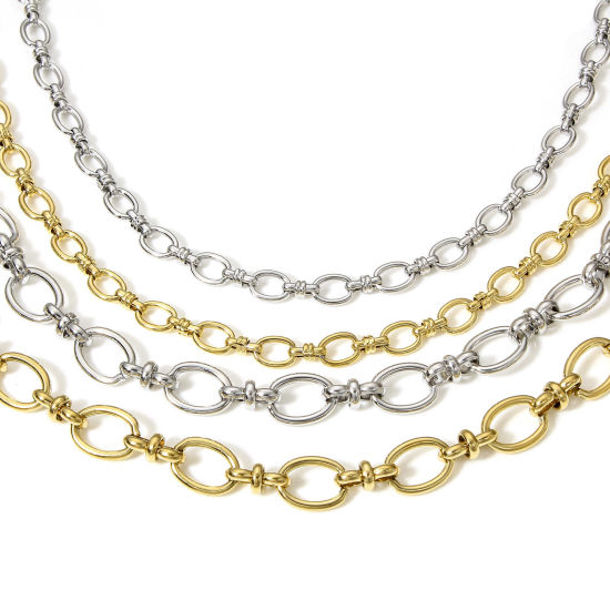 Image de Colliers En Gros en 304 Acier Inoxydable, Chaîne à Maillons Faite à la Main, Unisexe Placage Sous Vide Écologique Minimaliste Cadeau Bijoux pour Détaillants 1 Pièce