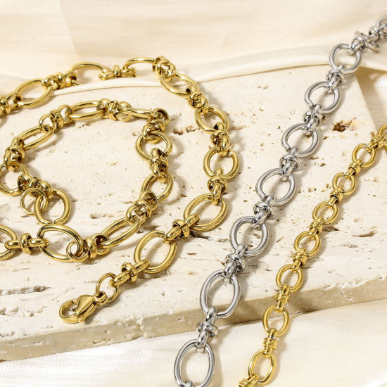 Image de Colliers En Gros en 304 Acier Inoxydable, Chaîne à Maillons Faite à la Main, Unisexe Placage Sous Vide Écologique Minimaliste Cadeau Bijoux pour Détaillants 1 Pièce