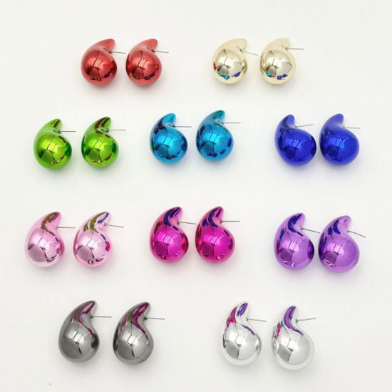 1 ペア CCB プラスチック インスタイル ins風 イヤリング ピアス カシュー しずく の画像