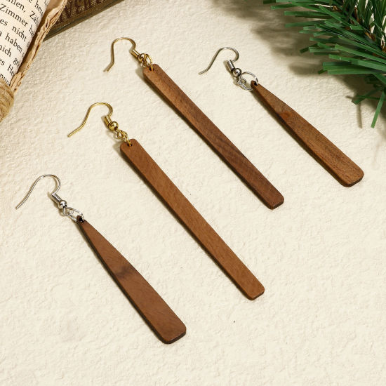 Image de 5 Pcs Pendentifs Géométrique en Juglans Brun