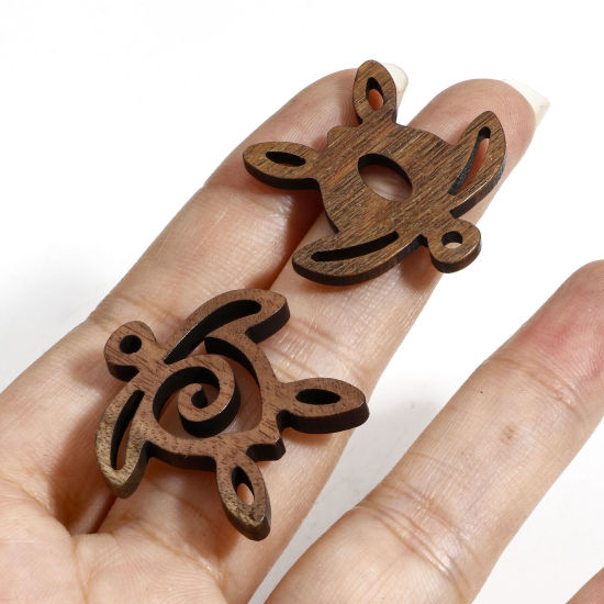 Image de 5 Pcs Pendentifs Bijoux d'Océan en Juglans Brun