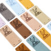 Imagen de 10 Unidades PU día de Pascua Etiqueta de Etiqueta para Ropa Rectángulo Multicolor patrón Conejo " Hand Made " 5cm x 2cm