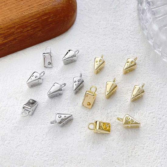 Immagine di 2 Pz Ottone Charms Formaggio Multicolore 3D 11mm x 5mm