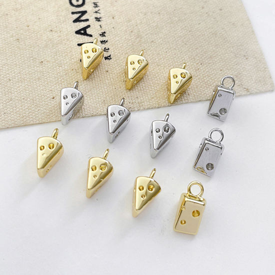 Immagine di 2 Pz Ottone Charms Formaggio Multicolore 3D 11mm x 5mm