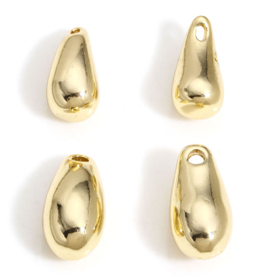 Imagen de 2 Unidades Latón Colgantes Charms Gota 14K Oro Real Chappado 3D