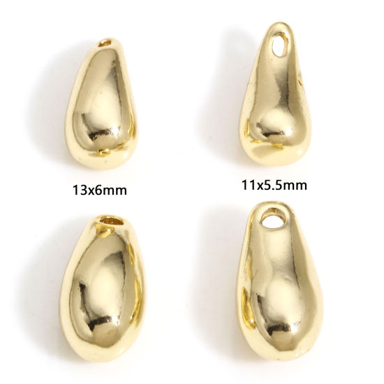 Imagen de 2 Unidades Latón Colgantes Charms Gota 14K Oro Real Chappado 3D