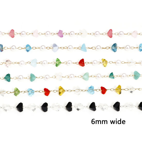 Image de 1 M Chaîne Maille Forçat en Cuivre+Verre Argent Mat Multicolore Irrégulier 6mm