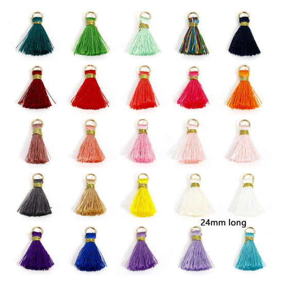 Image de 20 Pcs Breloques Franges en Polyester Multicolore avec Boucle 24mm