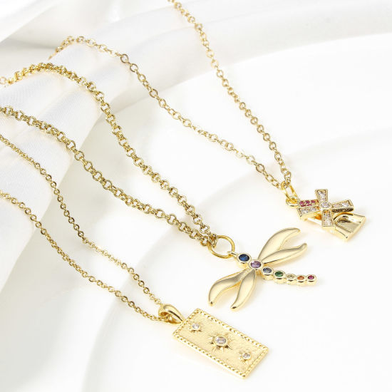 Image de 1 Pièce Breloques en Laiton Plaqué Or Véritable 18K Micro Pave