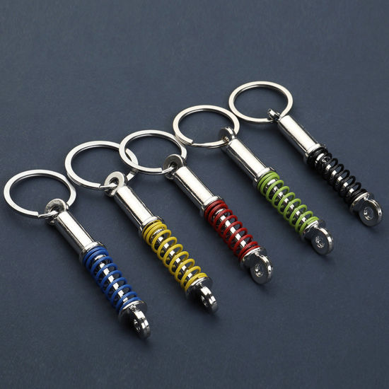 Image de 1 Pièce Porte-Clés Punk Argent Mat Multicolore Amortisseur à Ressort de Pièce de Réglage de Voiture