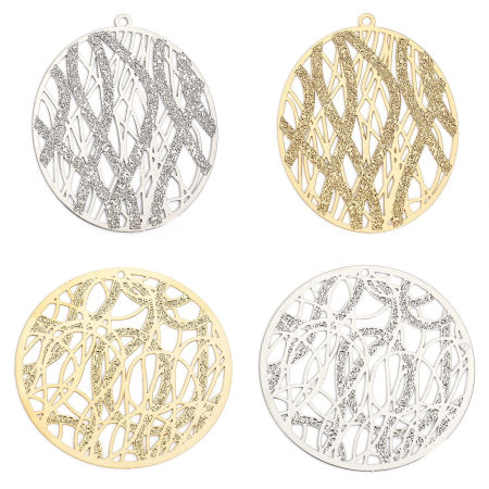5 Pcs Pendentifs Estampe en Filigrane en Alliage de Fer Multicolore Texture Amas Stellaire